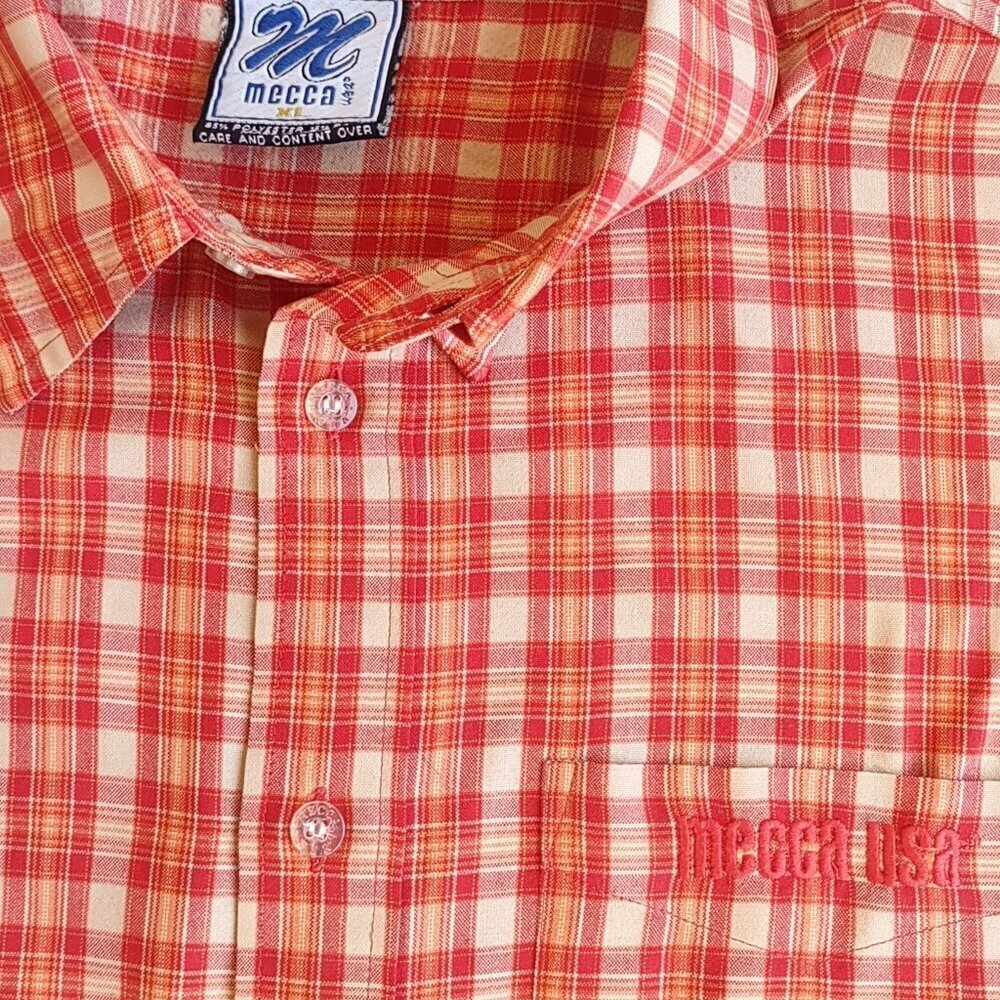 Vintage MECCA Victory Series Shirt Size XL Short Sleeve Plaid Streetwear Skater